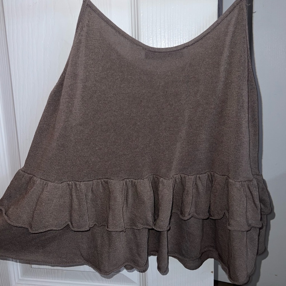 ‼️NWOT: Zara Brown Ruffle Tank Top - M - Picture 2 of 5